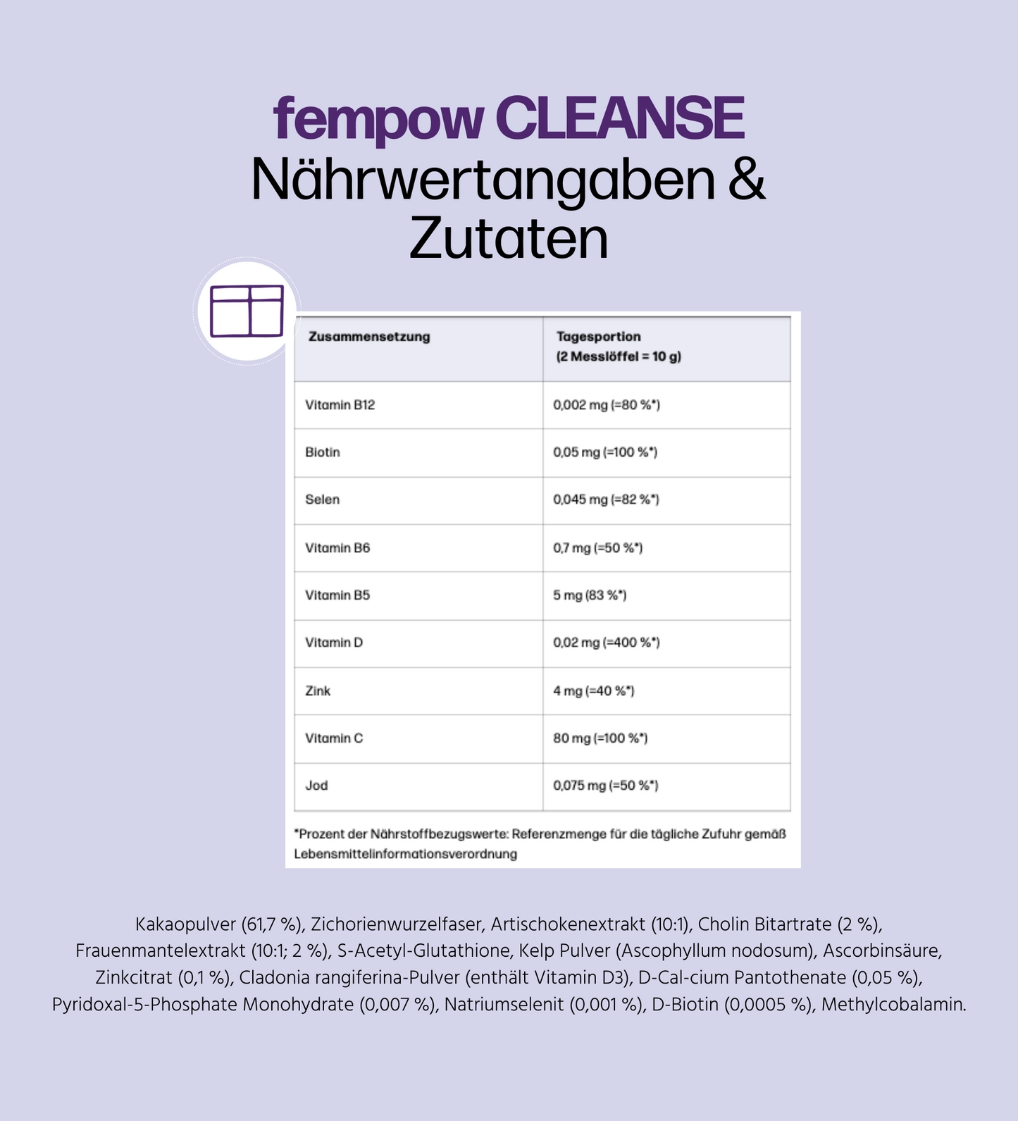 4 Monate fempow® CLEANSE - mit Frauenmantelextrakt, Vitaminen, Zink und Cholin