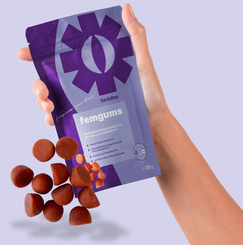 femgums PMS Support Gummibärchen gegen Stimmungsschwankungen, Kopfschmerzen und Müdigkeit