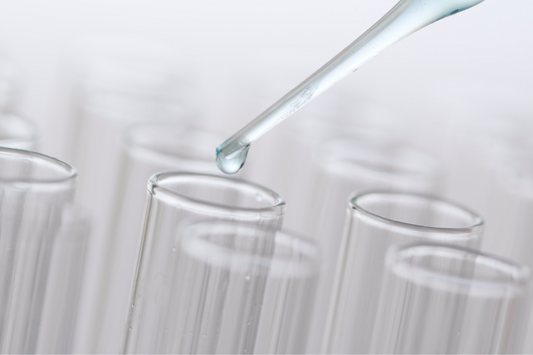 Eine Pipette führt Flüssigkeit in ein Glasröhrchen ein Forschung