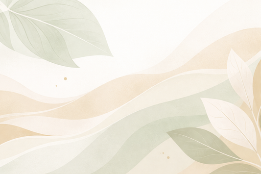 Sanfte abstrakte Naturformen in hellen Erdtönen, minimalistisch und beruhigend – symbolisiert Balance und Entspannung im Alltag