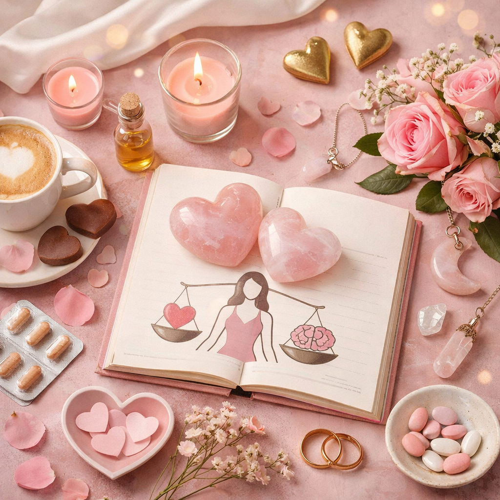 Minimalistisches, ästhetisches Stimmungsbild in sanften Rosé- und Cremetönen mit organischen Formen, warmem Licht und harmonischer Komposition