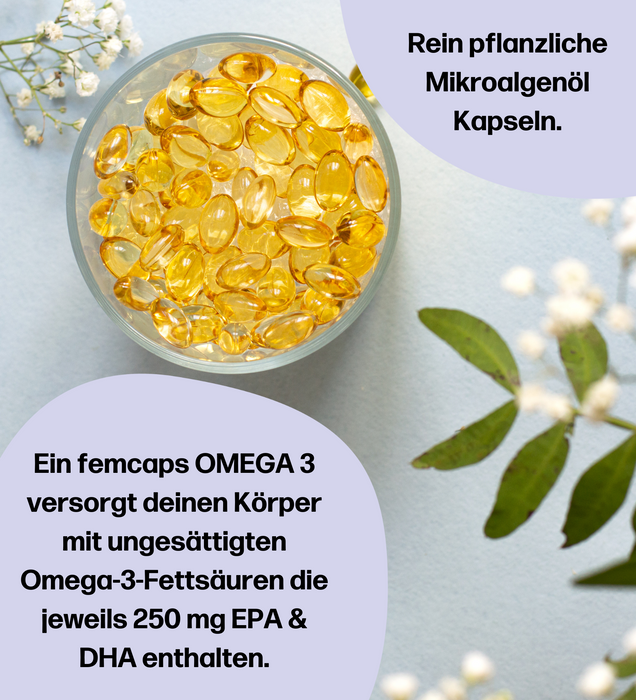 fembites für Frauen femcaps OMEGA 3 ALGENÖL Omega-3-Fettsäuren vegan