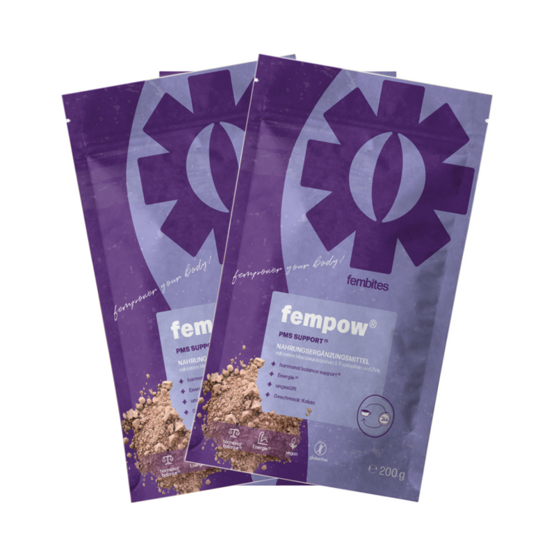 fembites fempow PMS SUPPORT Nahrungsergänzung vegan für hormonelle Balance und gegen PMS mit Pflanzenextrakten, Vitaminen und Aminosäuren