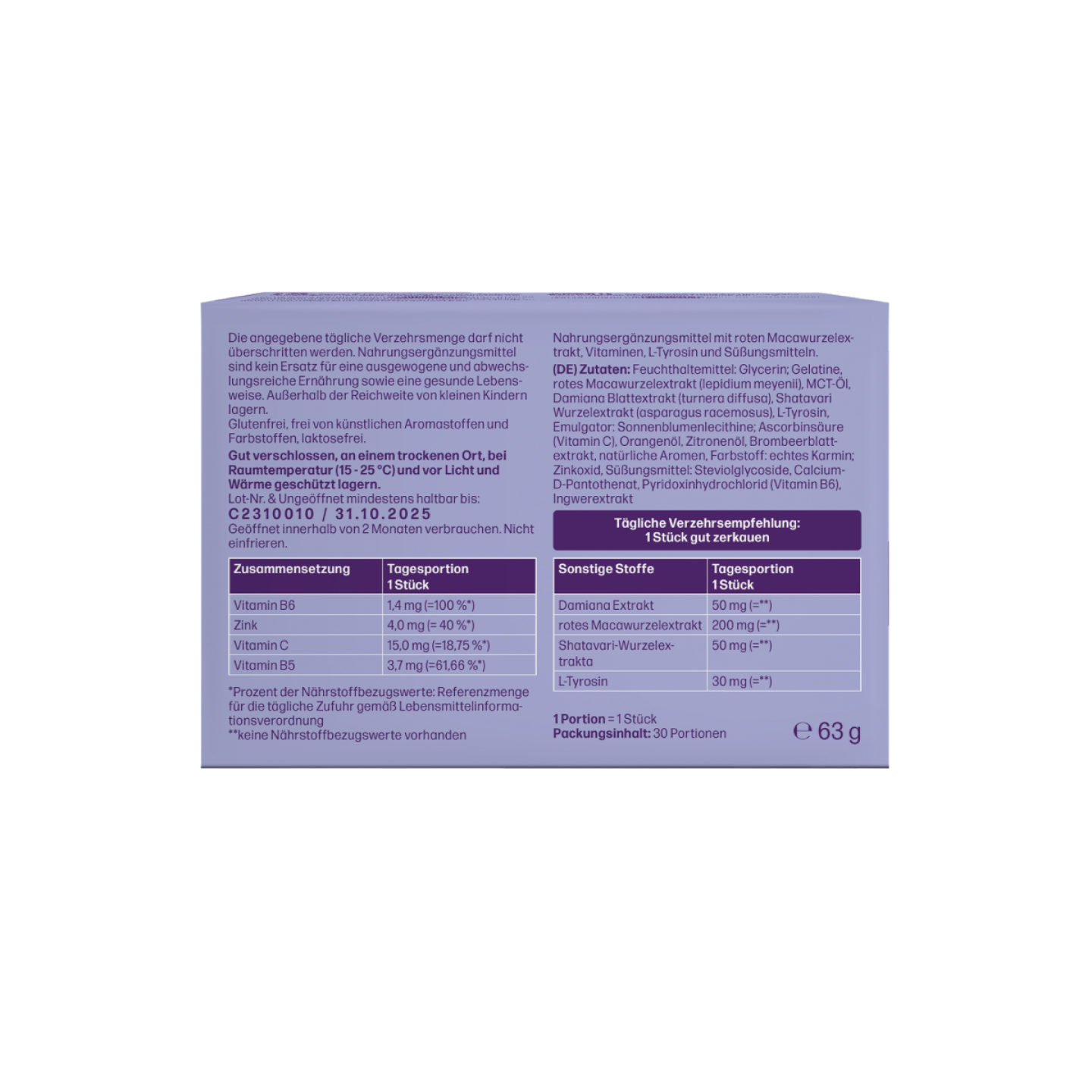 fembites femgums HAPPY LIBIDO Nahrungsergänzung für hormonelle Balance Libido mit Pflanzenextrakten, Aminosäuren, Vitamin B6 und Zink