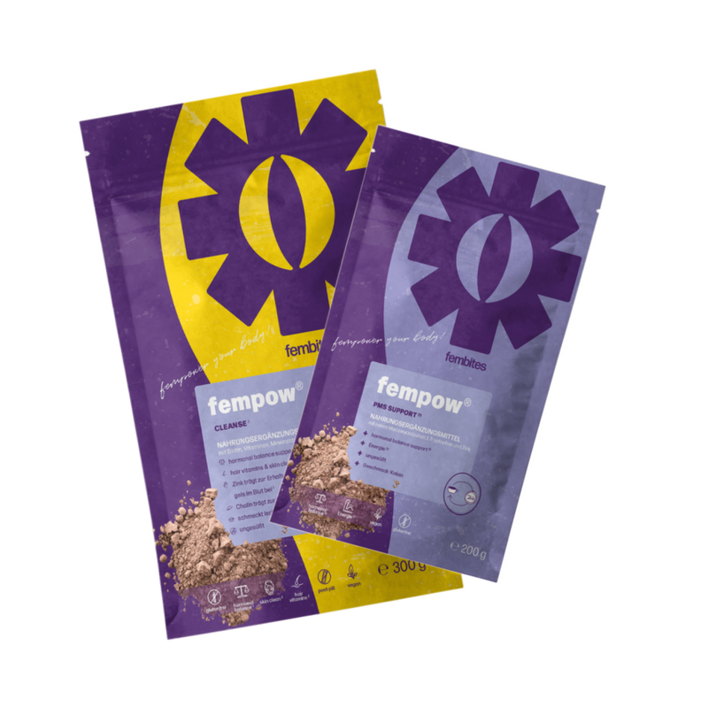 fembites PERIMENOPAUSE SET fempow CLEANSE fempow PMS SUPPORT Wohlbefinden Energie Hormonbalance Darmgesundheit