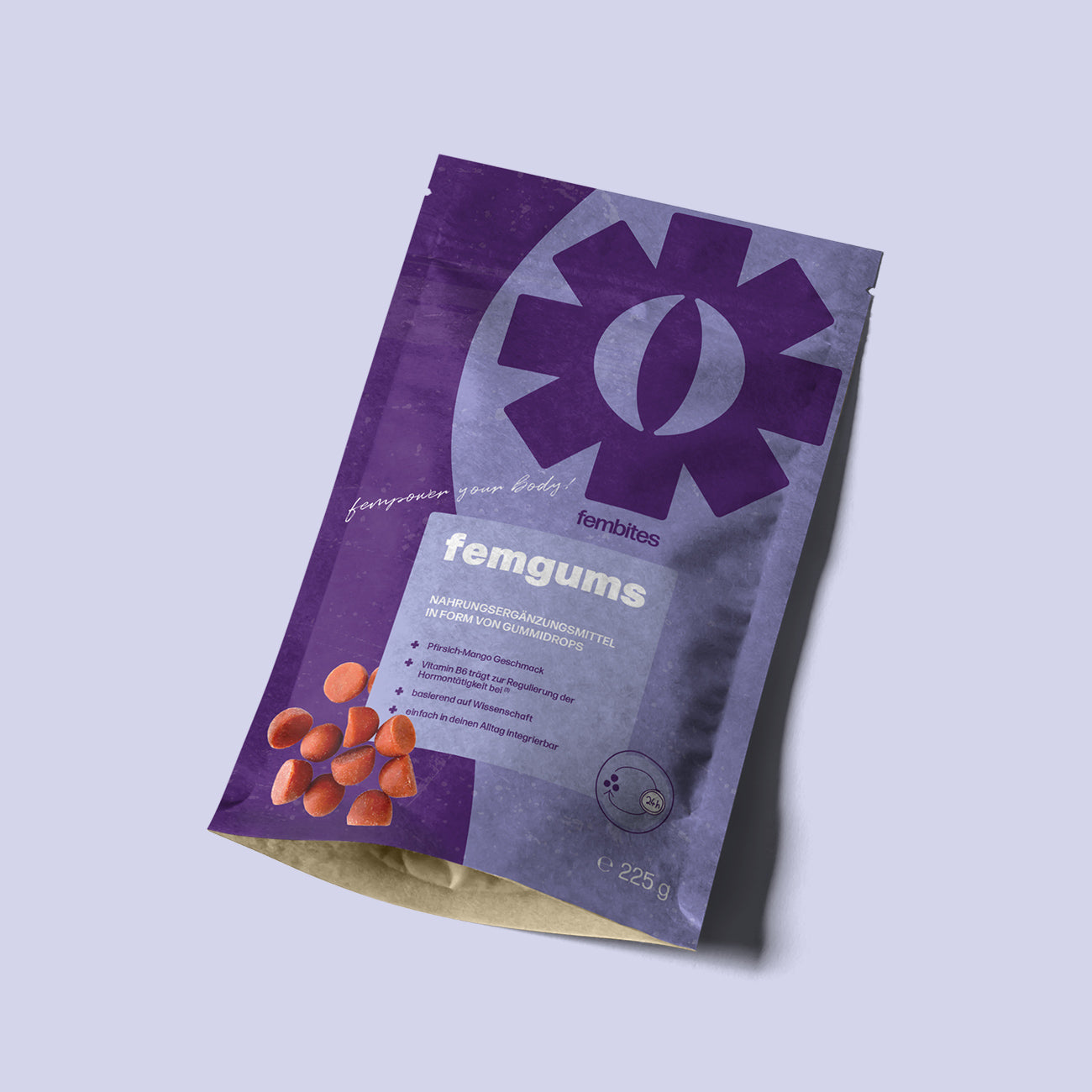 femgums PMS Gummibärchen als Nahrungsergänzung mit Vitaminen und Zink gegen Prämenstruelles Syndrom 