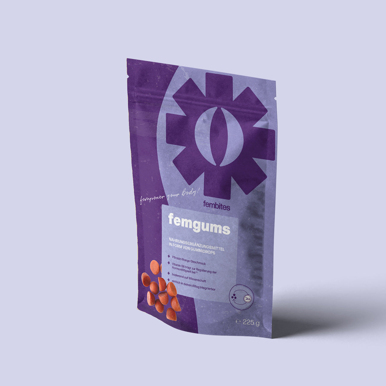 femgums PMS Gummibärchen als Nahrungsergänzung mit Vitaminen und Zink gegen Prämenstruelles Syndrom 